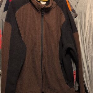 Men's Brown and Black Zip-Up Sweater